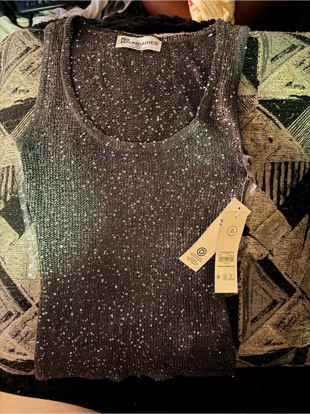 No Boundaries Black Sequin Knit Tank